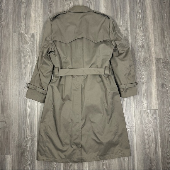 Vintage London Towne Taupe Trench Coat Men’s Size 40 Long Belted Classic - Picture 4 of 10